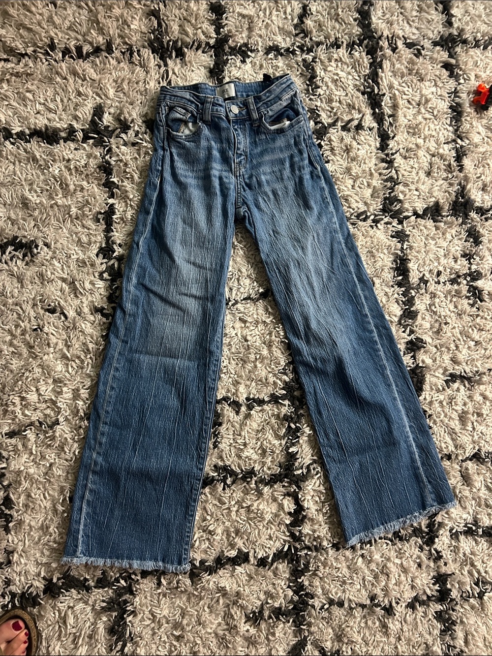 Girls Wide-Leg Blue Denim Jeans